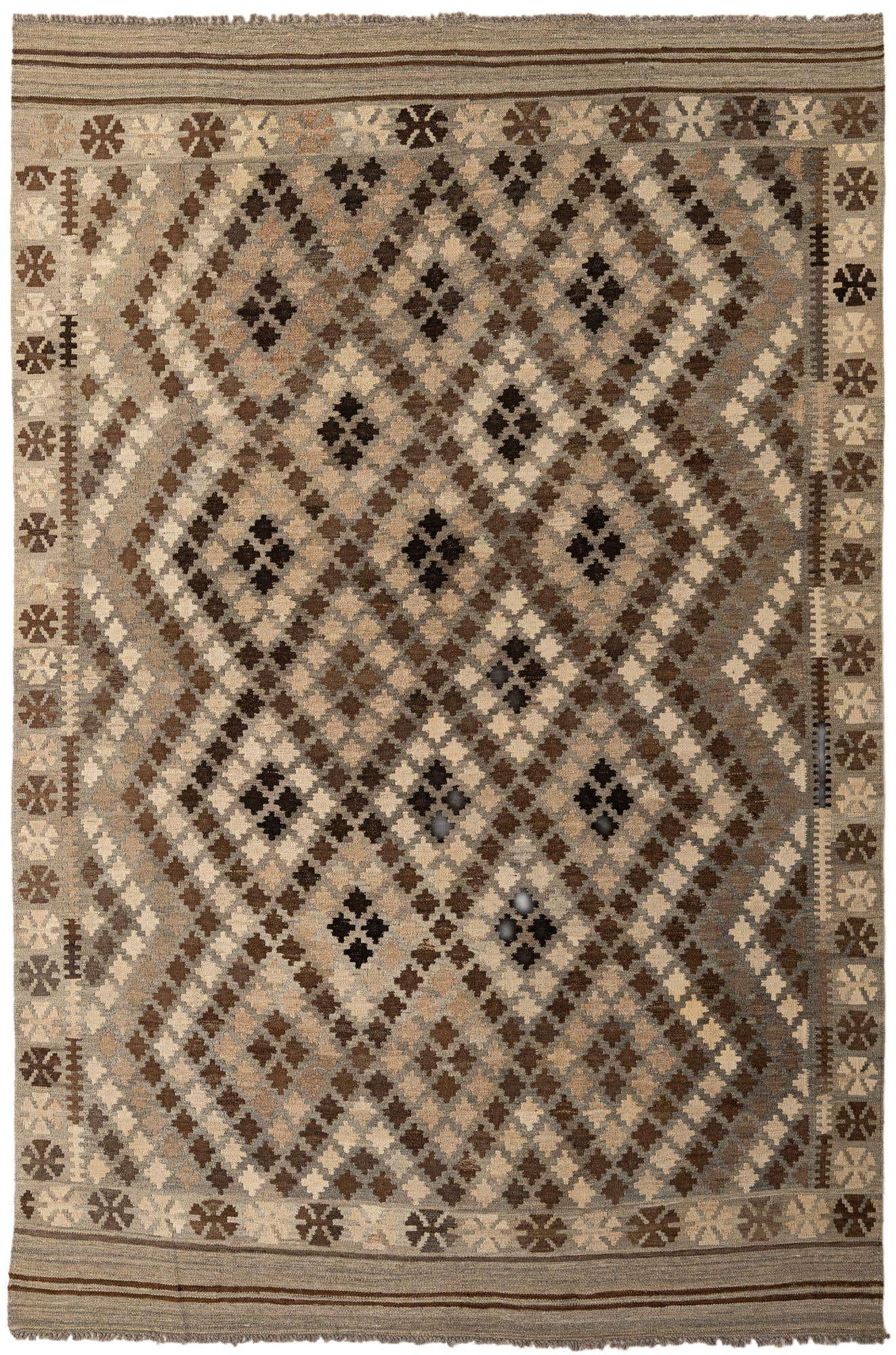 6' 7 x 9' 10 Hand Woven Kilim Maymana Wool Rug