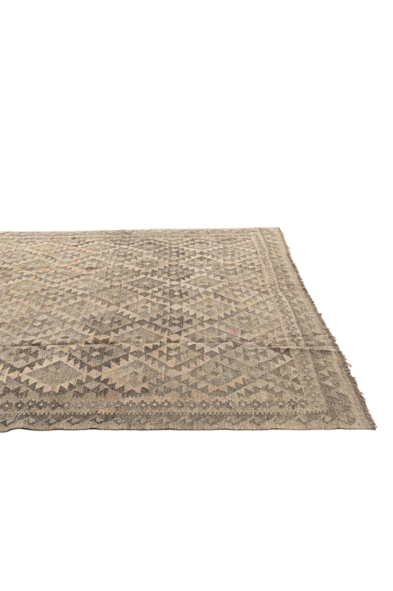 6' 6 x 9' 11 Hand Woven Kilim Maymana Wool Rug