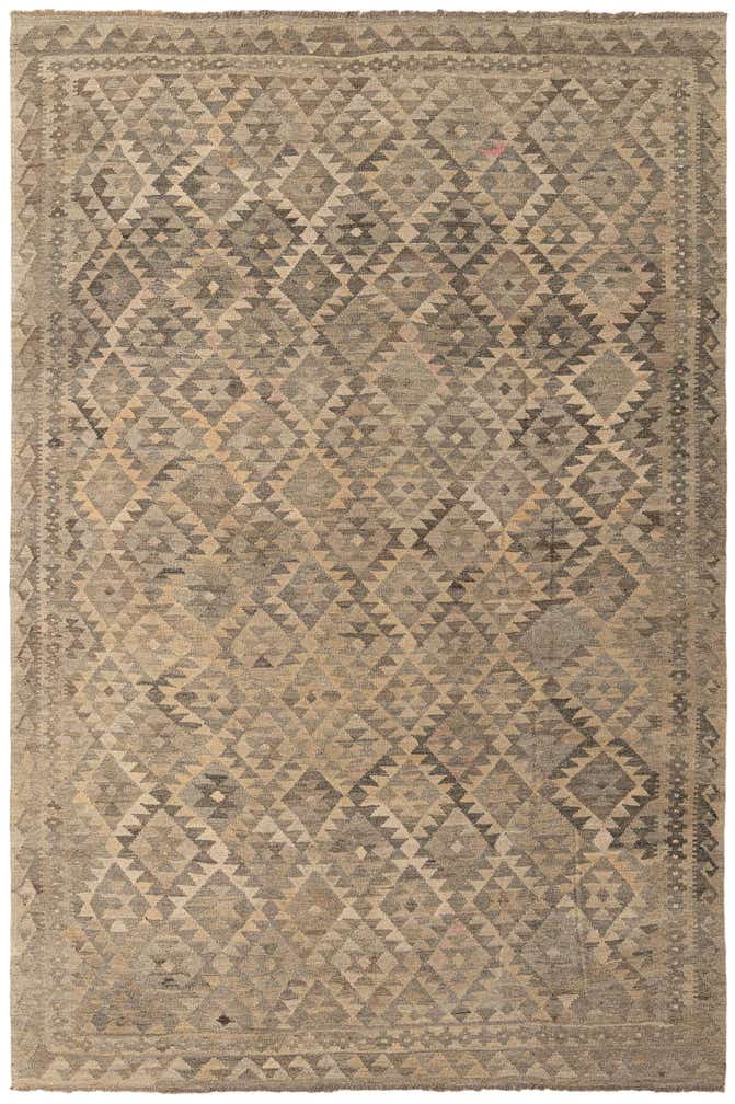 6' 6 x 9' 11 Hand Woven Kilim Maymana Wool Rug