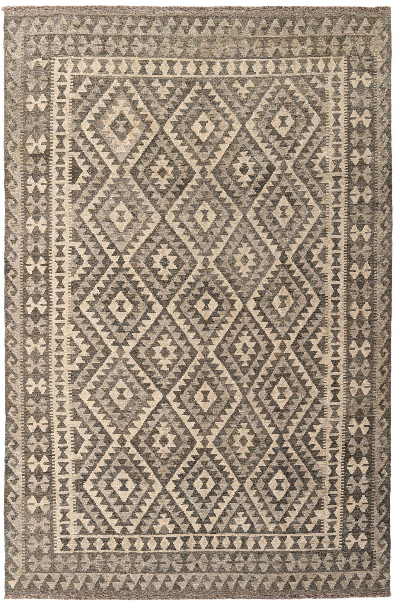 6' 5 x 9' 10 Hand Woven Kilim Maymana Wool Rug