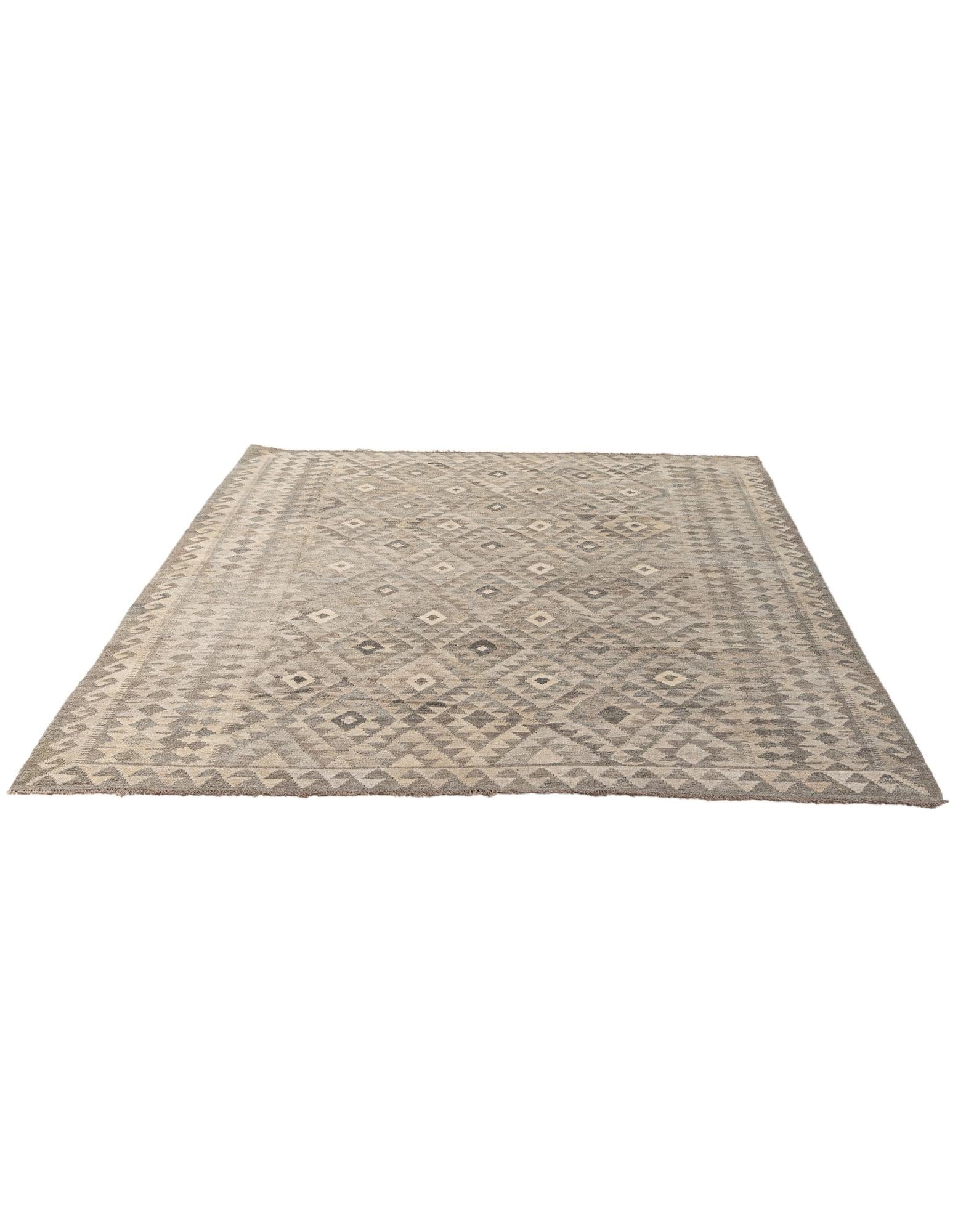 7' x 9' 9 Hand Woven Kilim Maymana Wool Rug