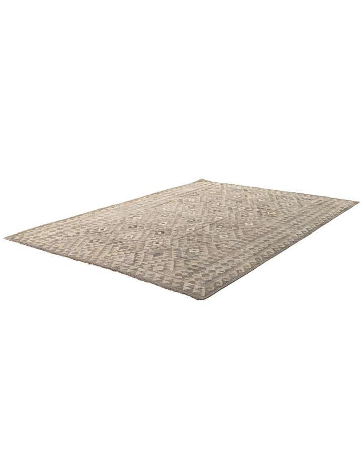 7' x 9' 9 Hand Woven Kilim Maymana Wool Rug