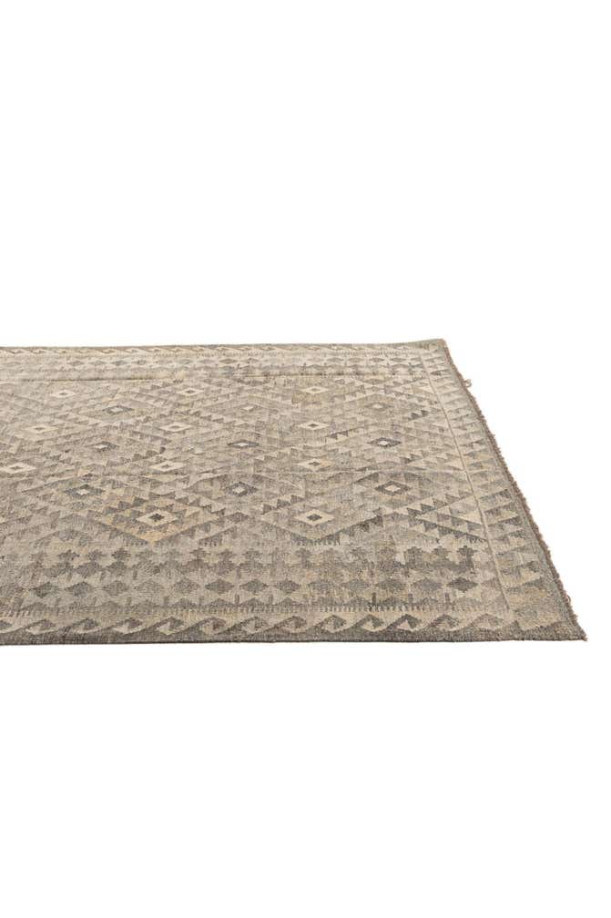 7' x 9' 9 Hand Woven Kilim Maymana Wool Rug