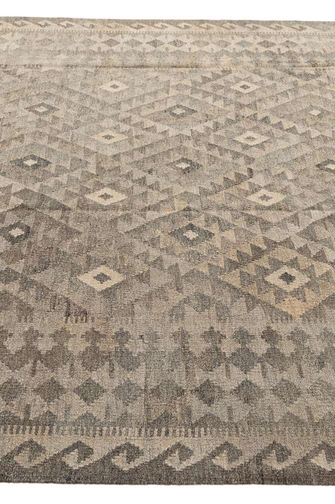 7' x 9' 9 Hand Woven Kilim Maymana Wool Rug