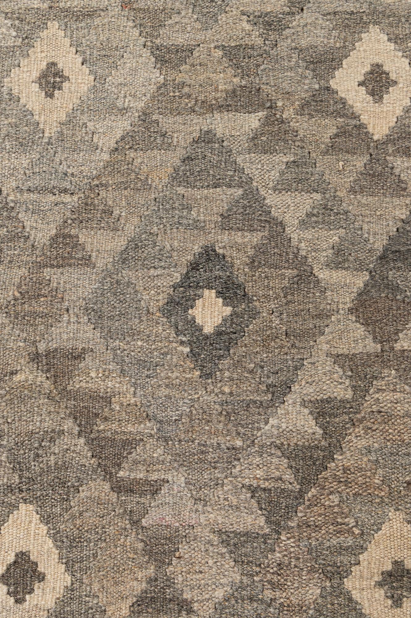 7' x 9' 9 Hand Woven Kilim Maymana Wool Rug