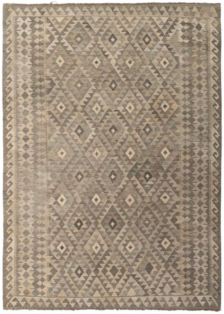 7' x 9' 9 Hand Woven Kilim Maymana Wool Rug