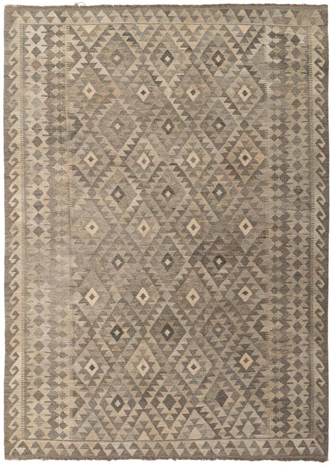 Detail image of 7' x 9' 9 Hand Woven Kilim Maymana Wool Rug