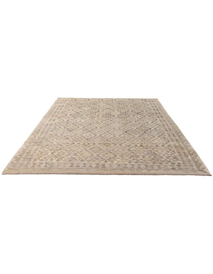 6' 8 x 9' 8 Hand Woven Kilim Maymana Wool Rug