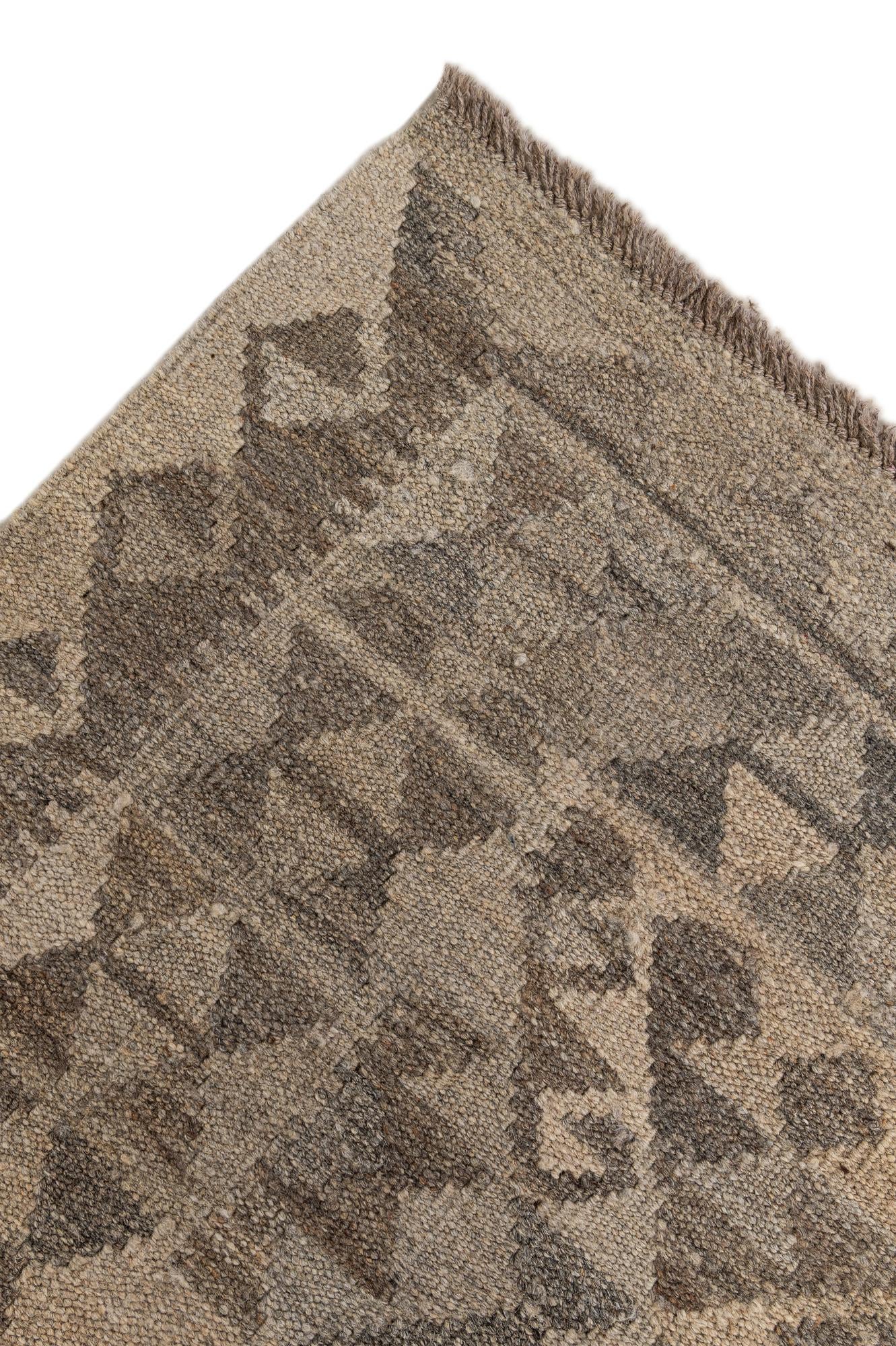 6' 8 x 9' 8 Hand Woven Kilim Maymana Wool Rug