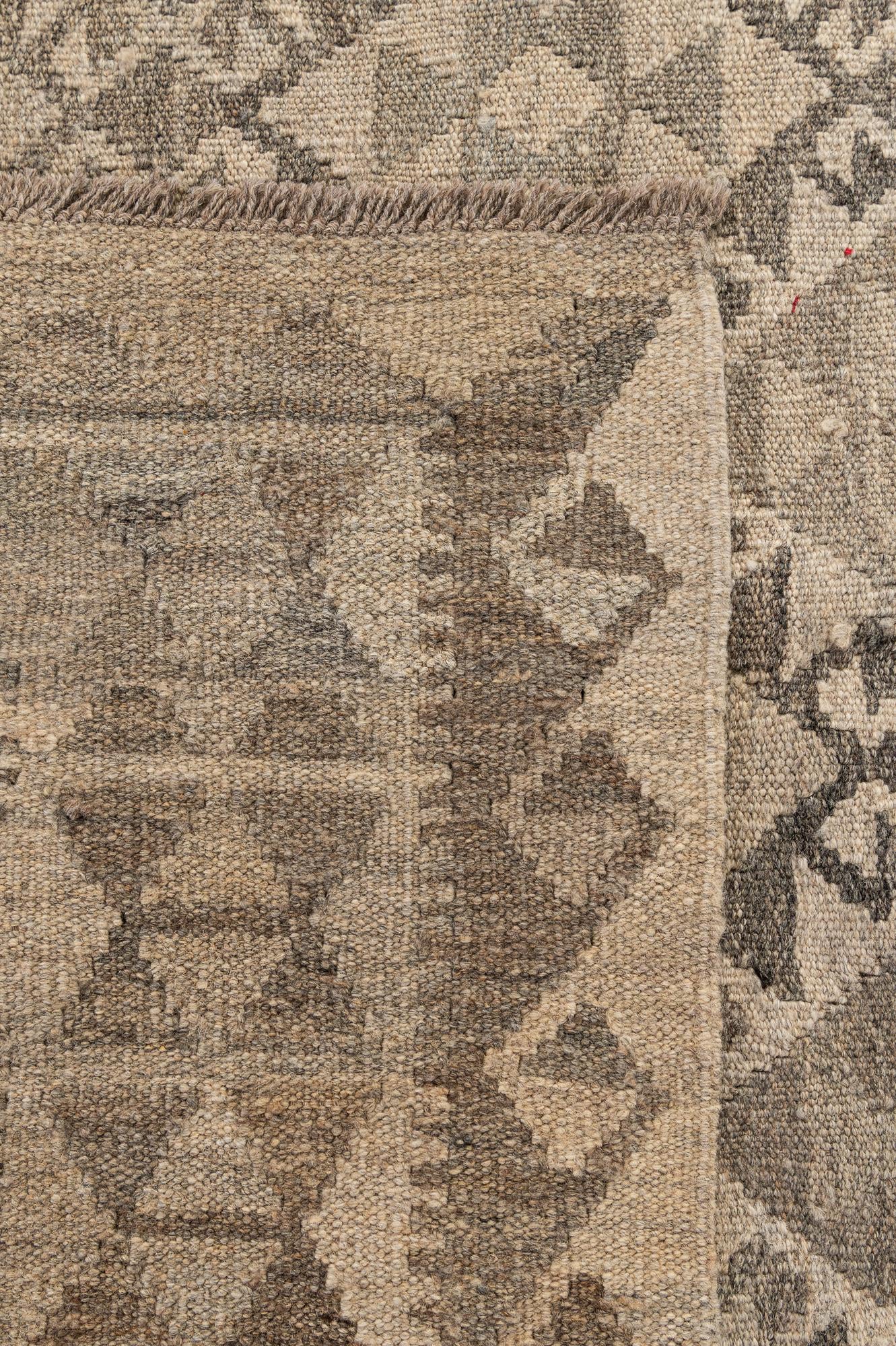 6' 8 x 9' 8 Hand Woven Kilim Maymana Wool Rug