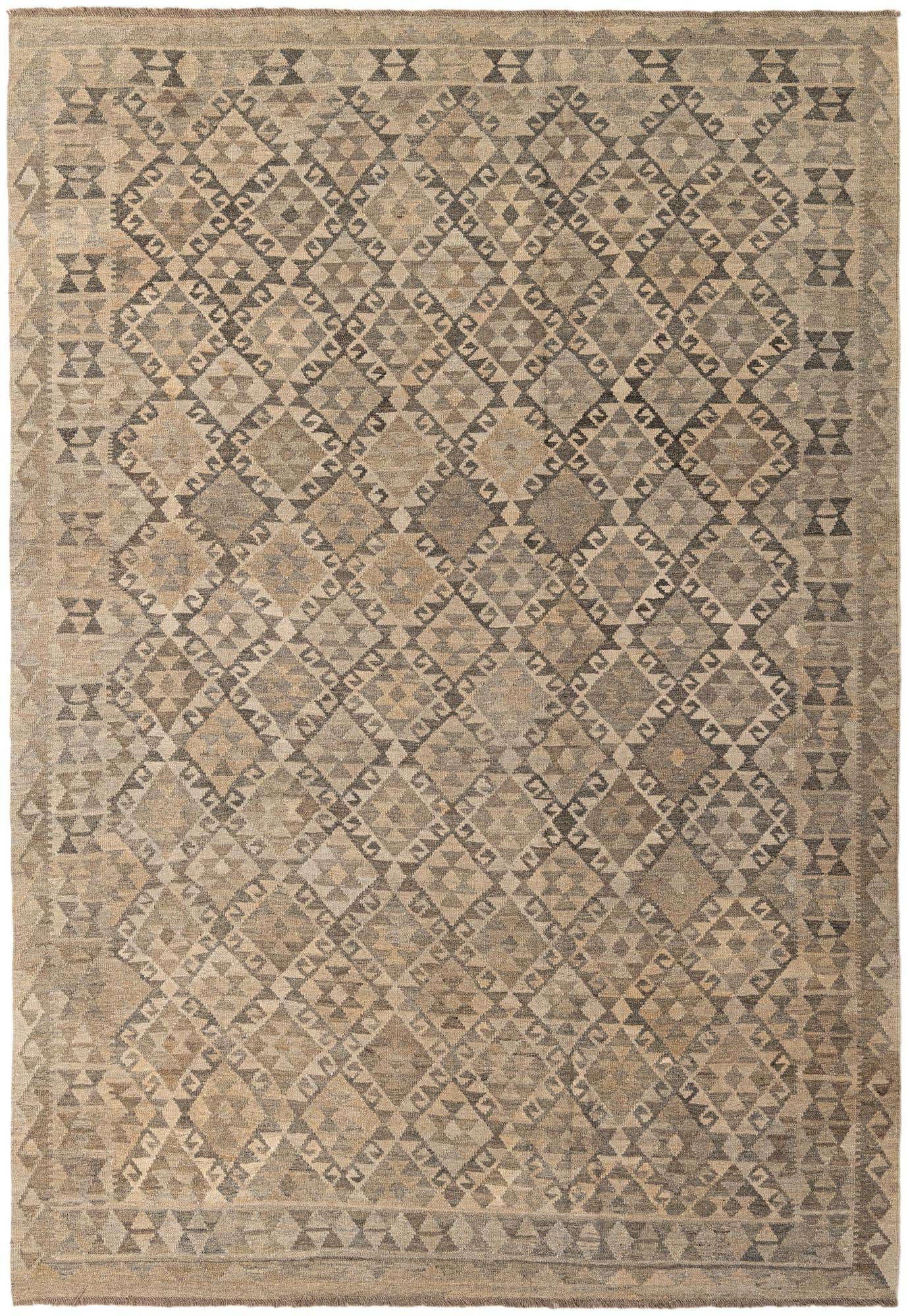 6' 8 x 9' 8 Hand Woven Kilim Maymana Wool Rug