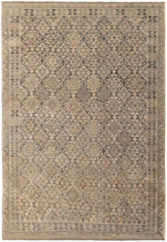 Detail image of 6' 8 x 9' 8 Hand Woven Kilim Maymana Wool Rug