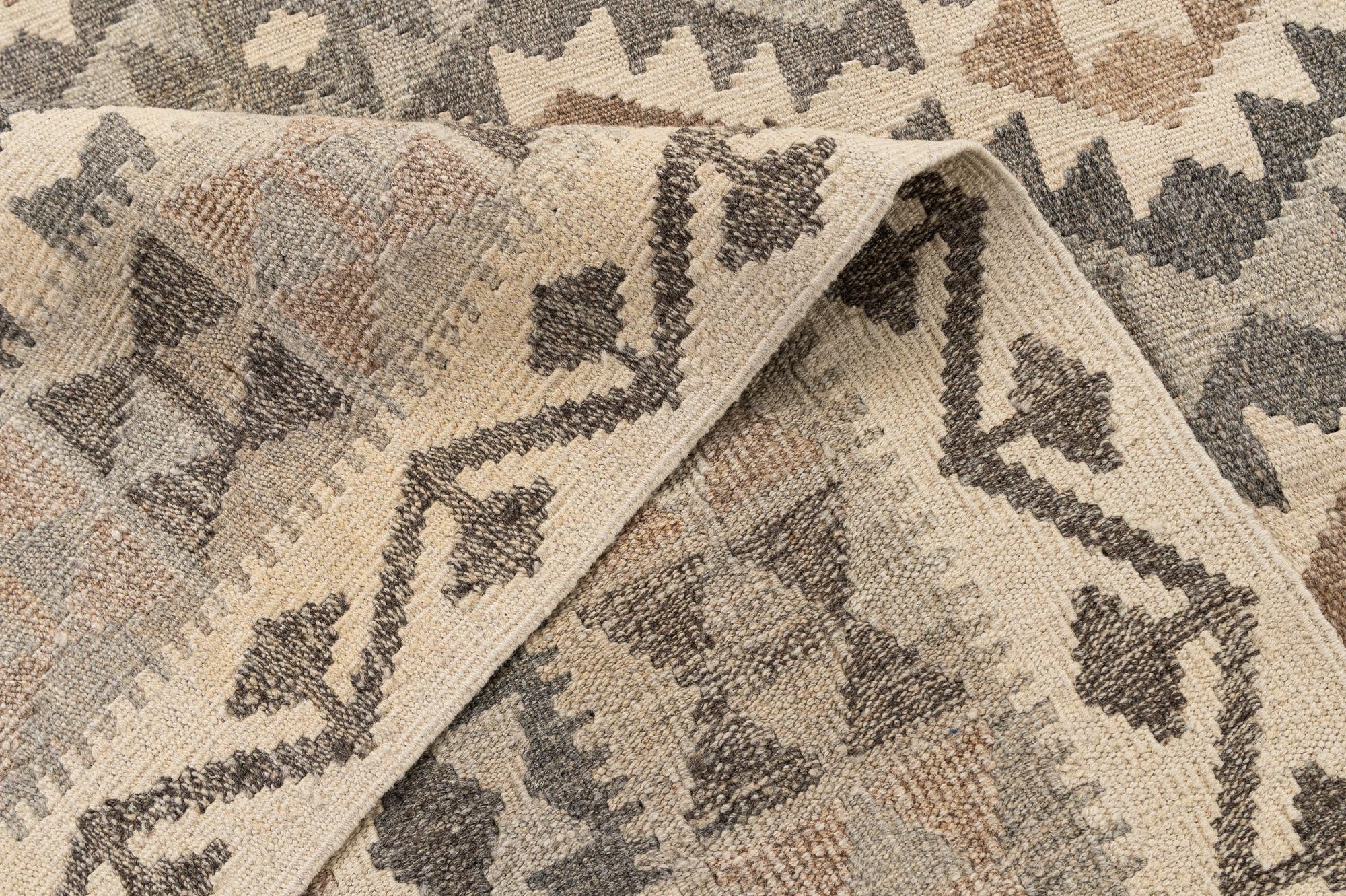 6' 5 x 9' 11 Hand Woven Kilim Maymana Wool Rug
