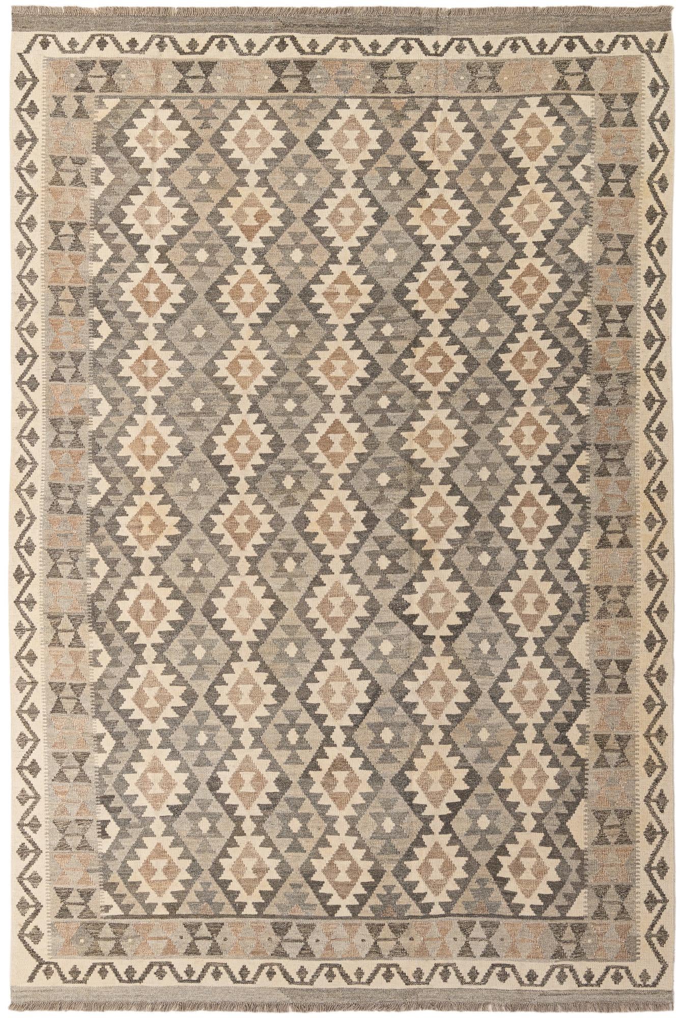 6' 5 x 9' 11 Hand Woven Kilim Maymana Wool Rug
