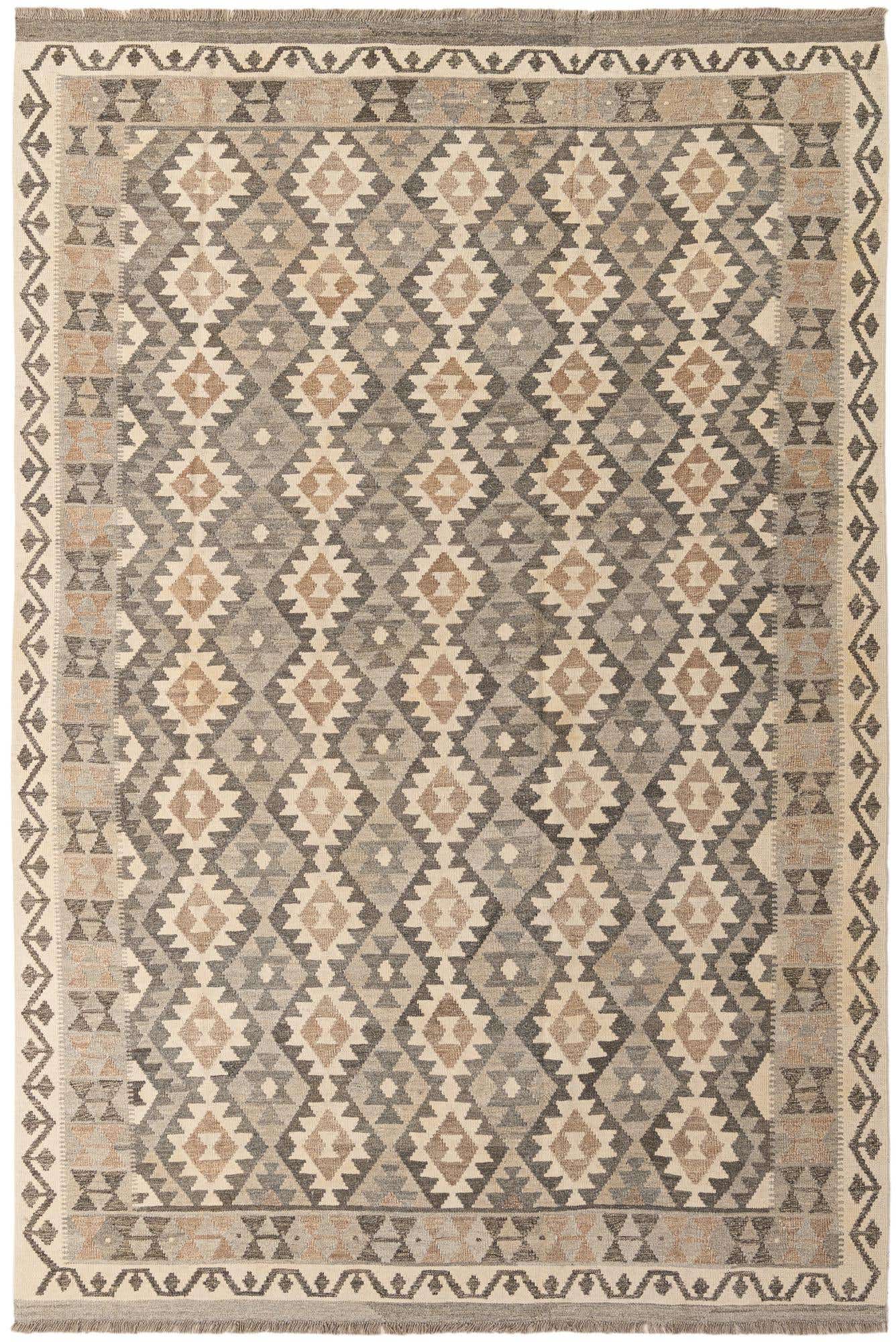 6' 5 x 9' 11 Hand Woven Kilim Maymana Wool Rug