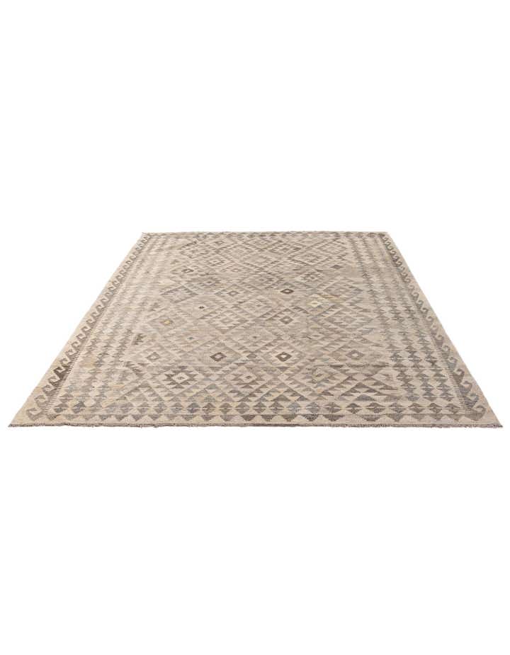 6' 8 x 9' 9 Hand Woven Kilim Maymana Wool Rug