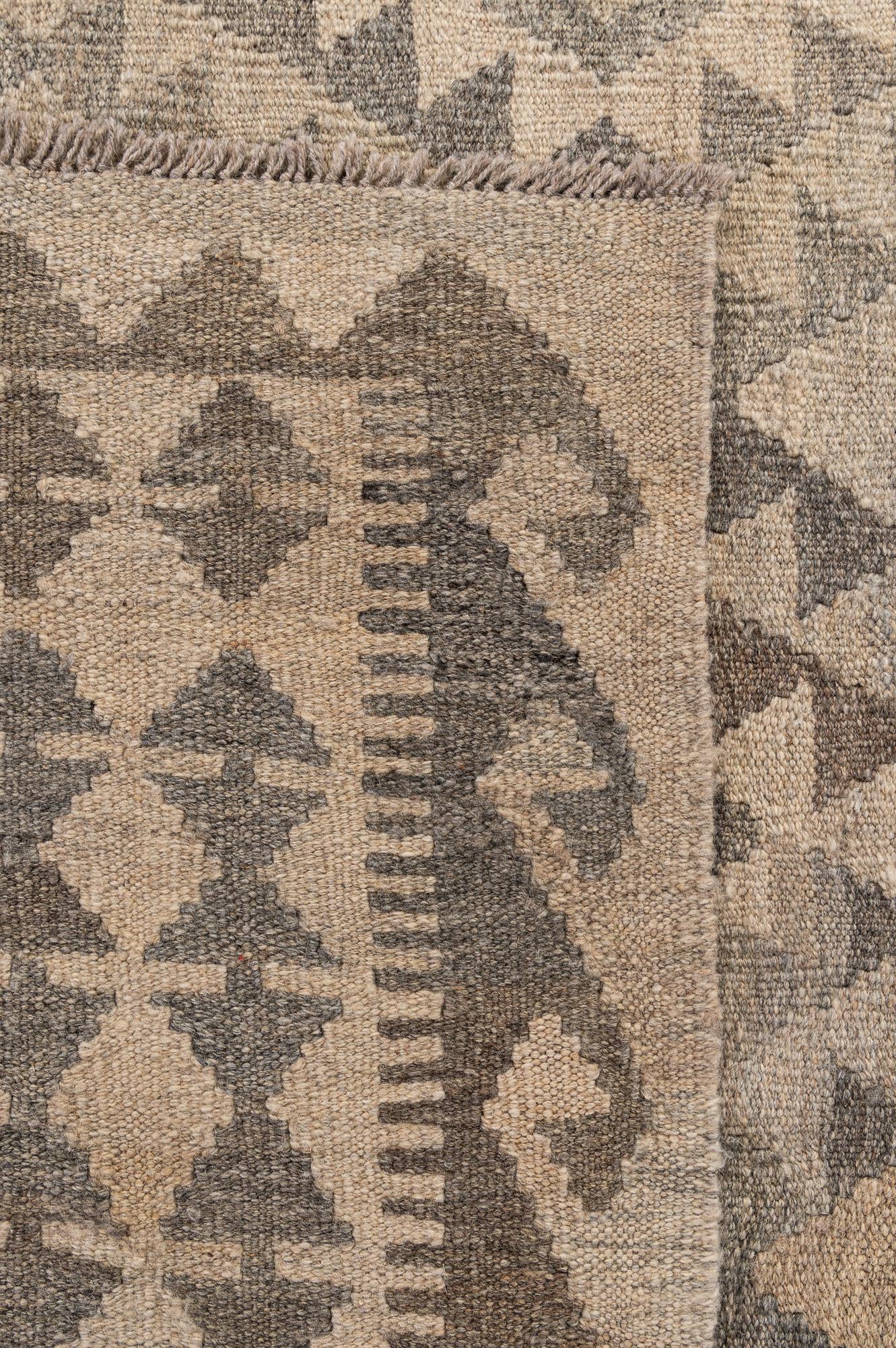 6' 8 x 9' 9 Hand Woven Kilim Maymana Wool Rug