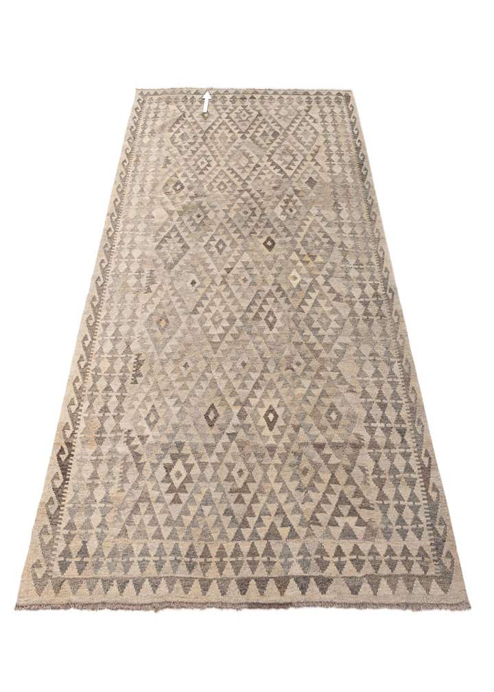 6' 8 x 9' 9 Hand Woven Kilim Maymana Wool Rug