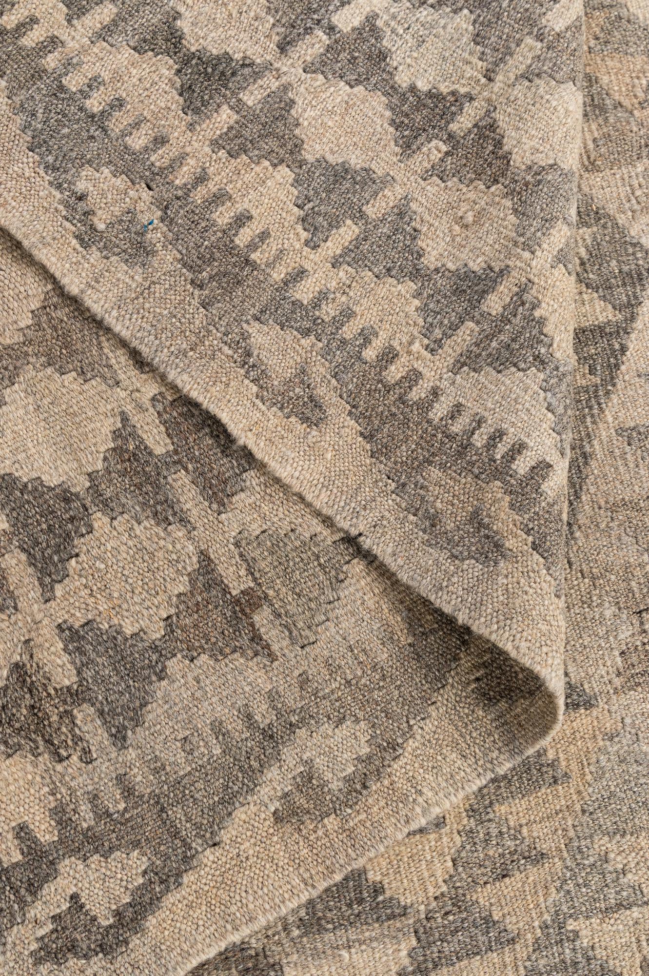6' 8 x 9' 9 Hand Woven Kilim Maymana Wool Rug