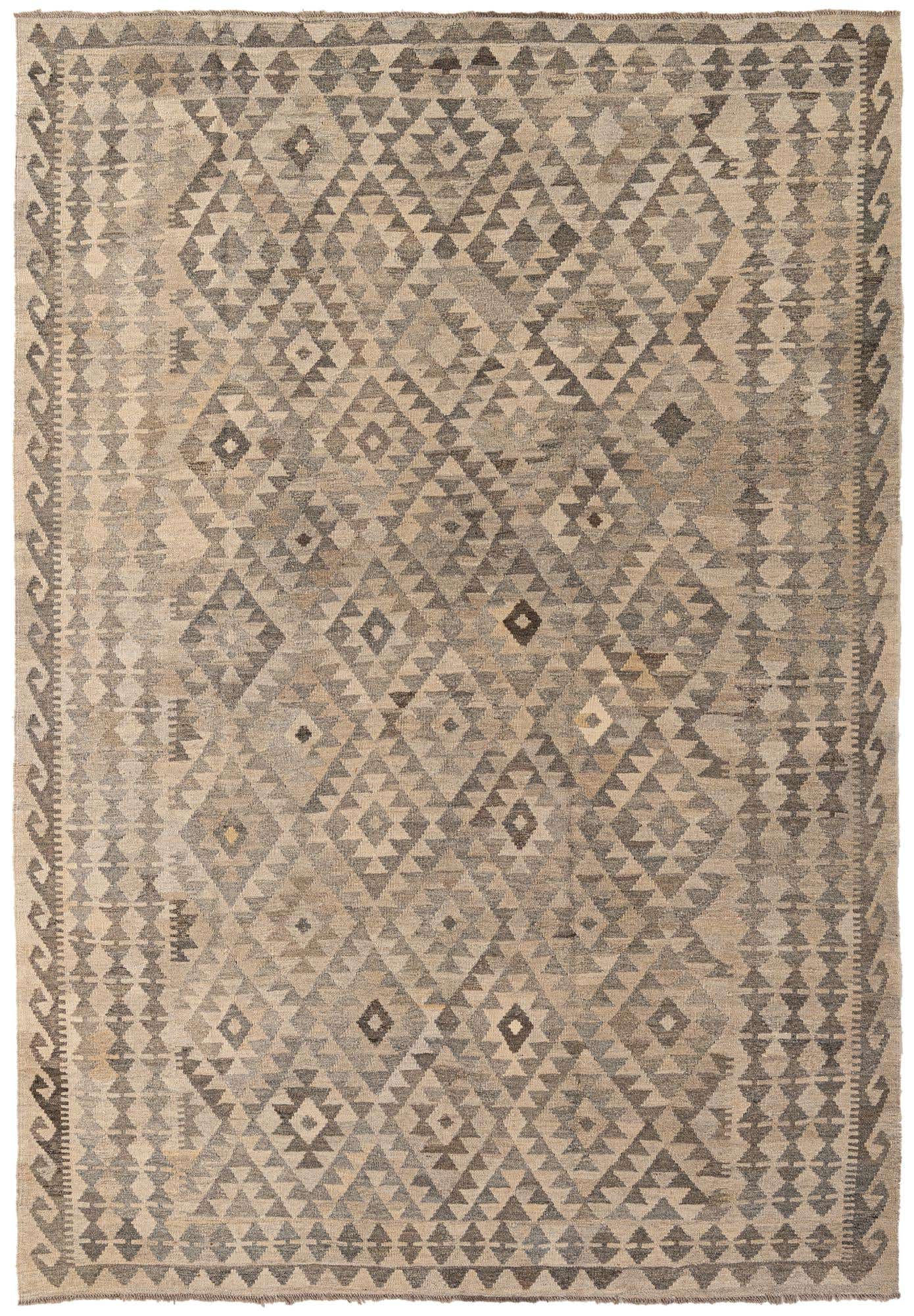 6' 8 x 9' 9 Hand Woven Kilim Maymana Wool Rug