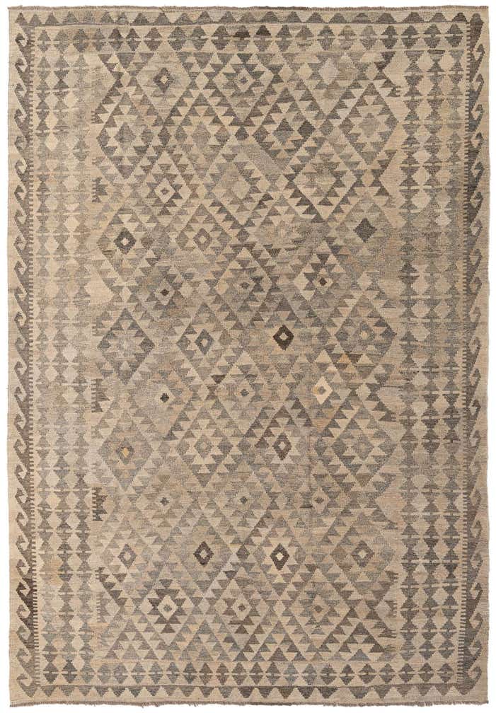 6' 8 x 9' 9 Hand Woven Kilim Maymana Wool Rug