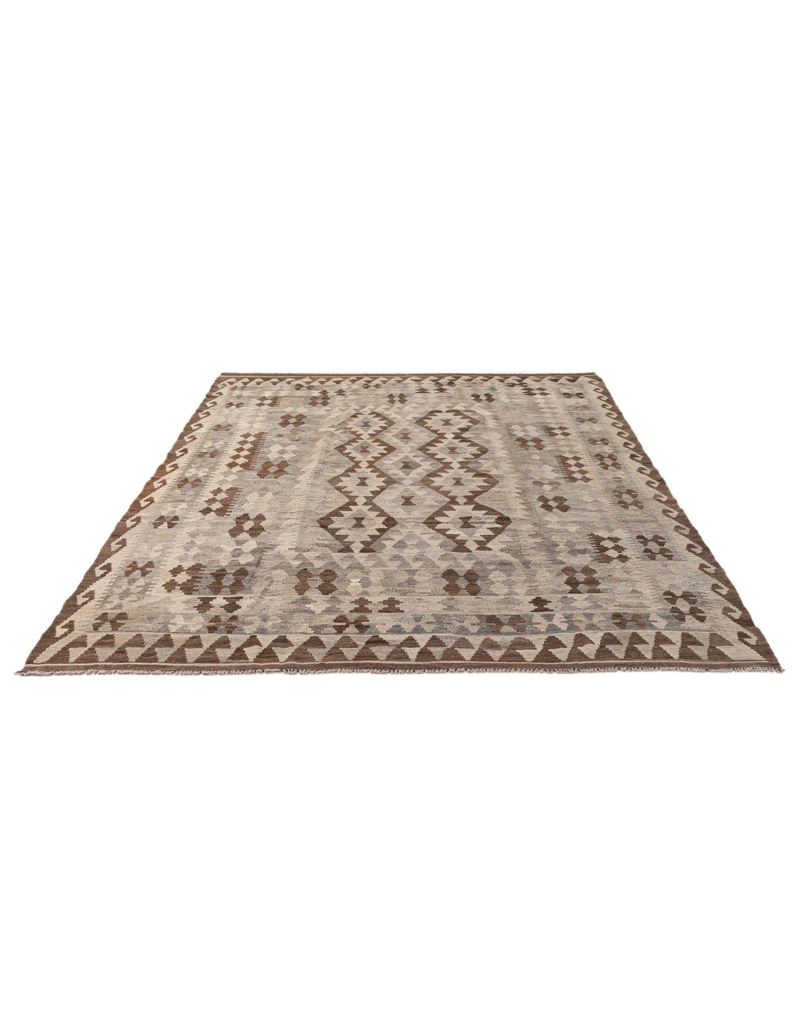6' 5 x 9' 7 Hand Woven Kilim Maymana Wool Rug