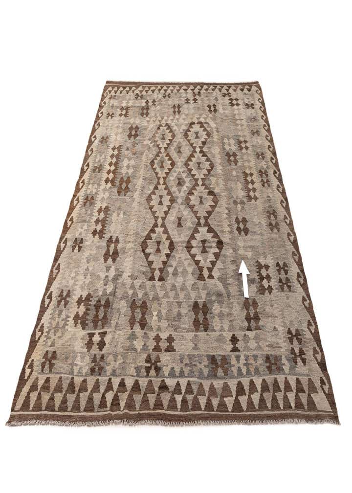 6' 5 x 9' 7 Hand Woven Kilim Maymana Wool Rug