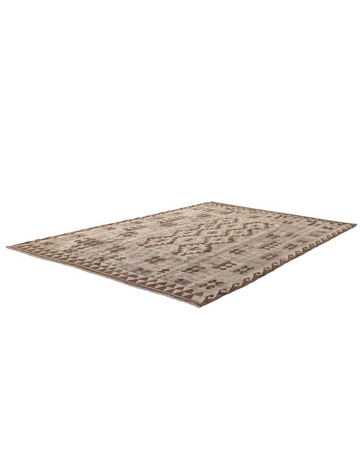 6' 5 x 9' 7 Hand Woven Kilim Maymana Wool Rug