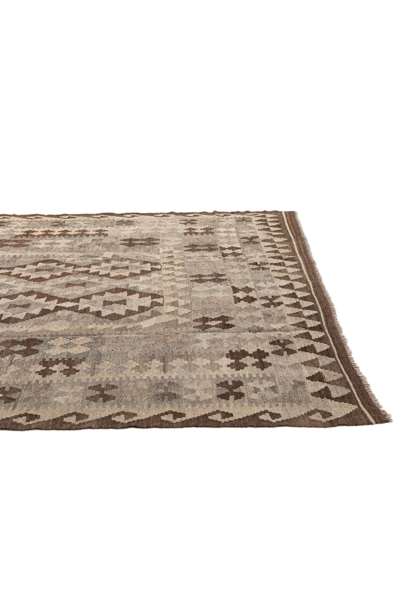 6' 5 x 9' 7 Hand Woven Kilim Maymana Wool Rug