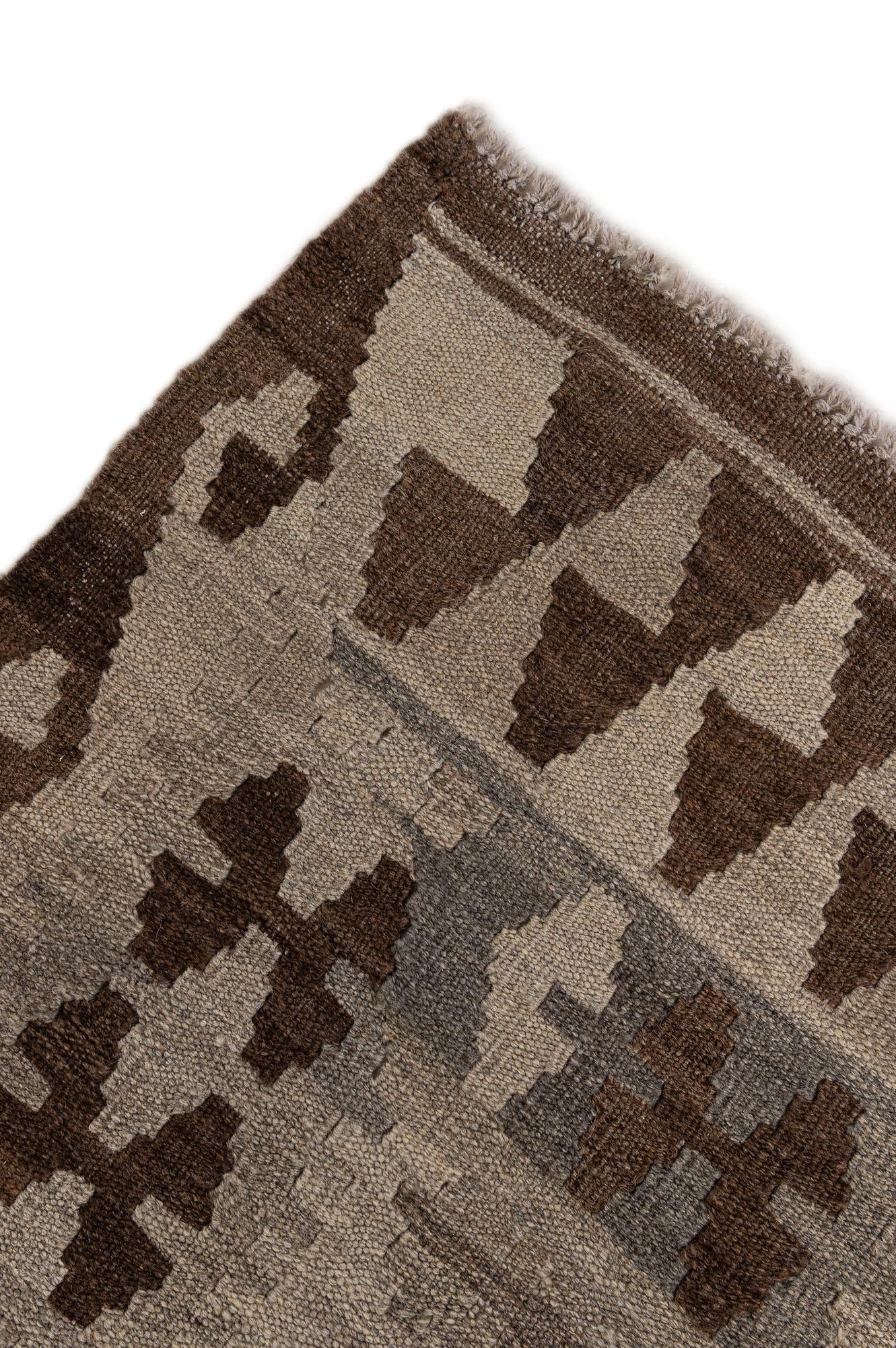 6' 5 x 9' 7 Hand Woven Kilim Maymana Wool Rug
