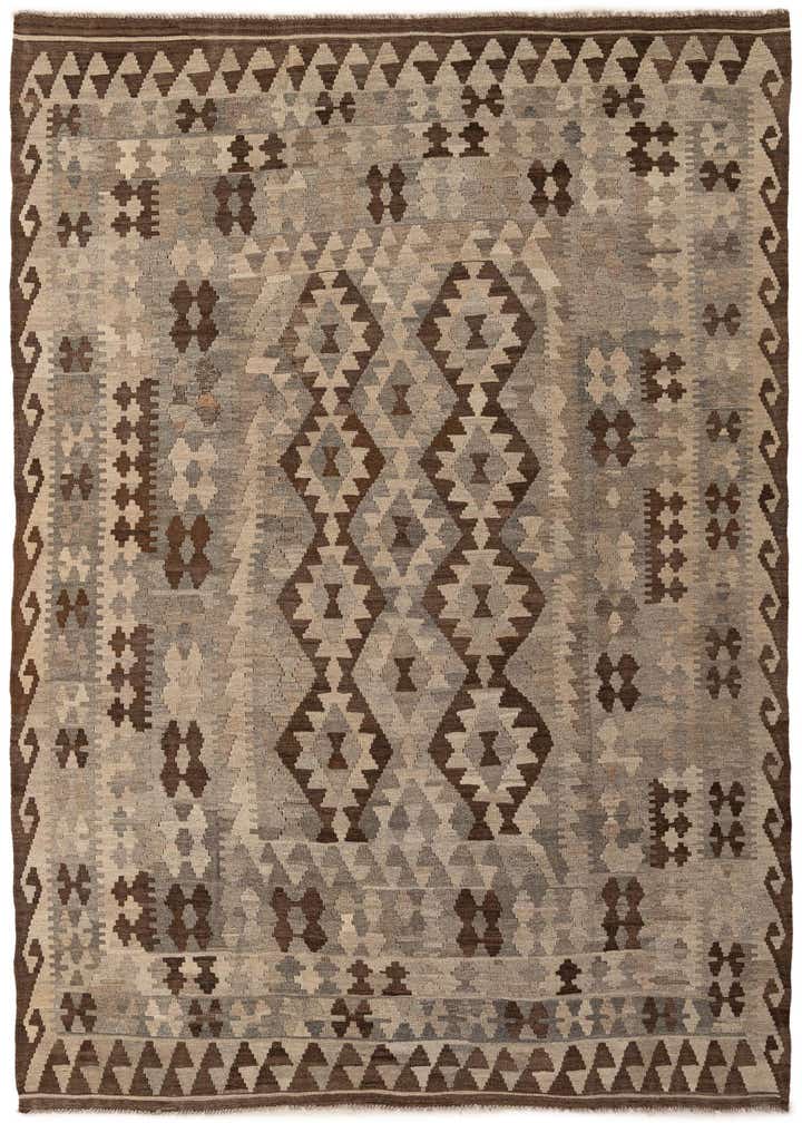 6' 5 x 9' 7 Hand Woven Kilim Maymana Wool Rug