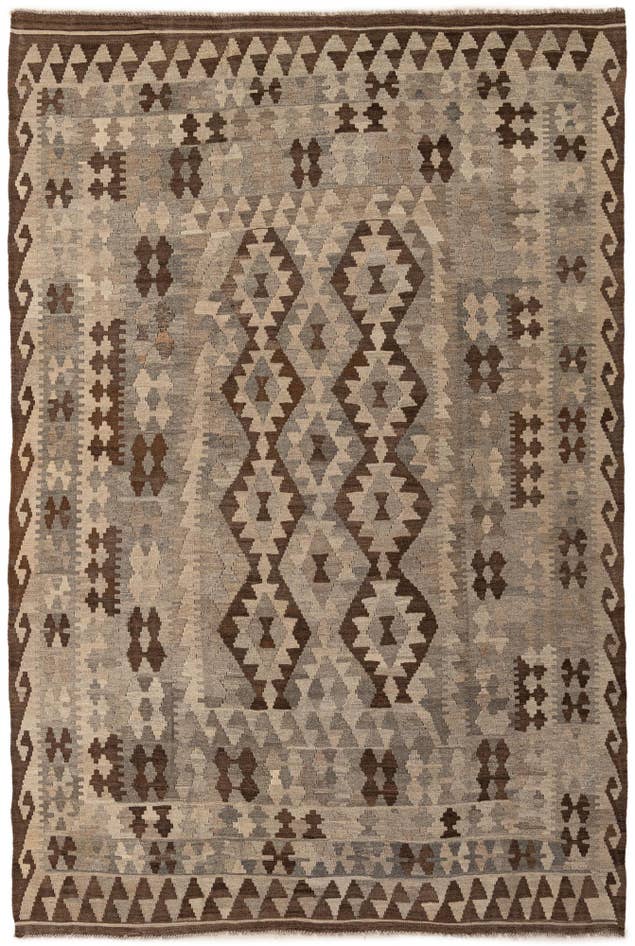 Detail image of 6' 5 x 9' 7 Hand Woven Kilim Maymana Wool Rug