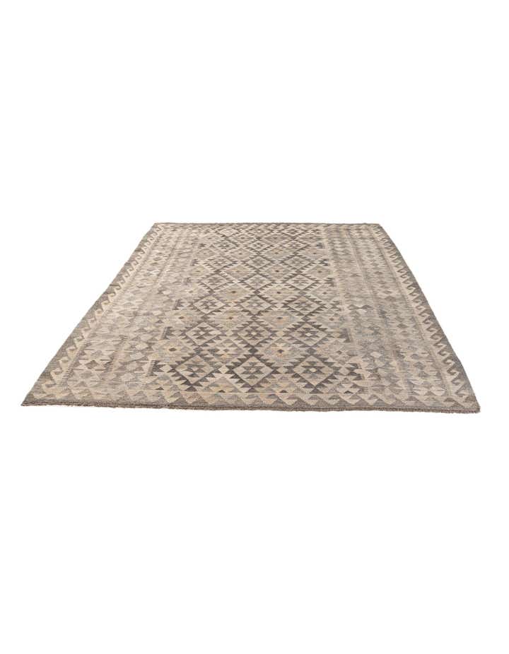6' 8 x 9' 9 Hand Woven Kilim Maymana Wool Rug