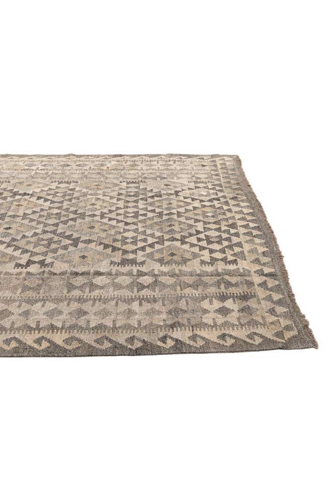 6' 8 x 9' 9 Hand Woven Kilim Maymana Wool Rug