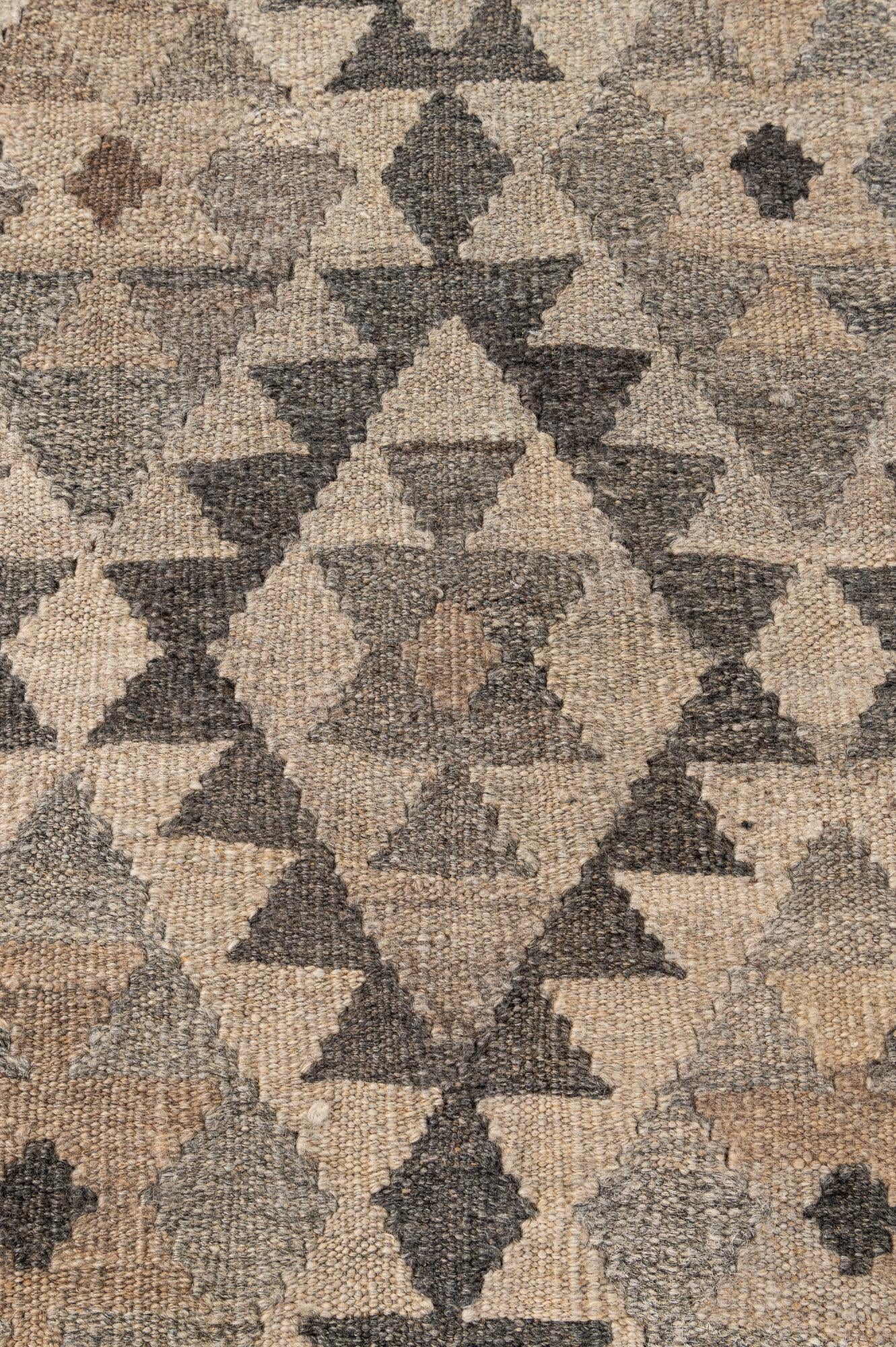 6' 8 x 9' 9 Hand Woven Kilim Maymana Wool Rug