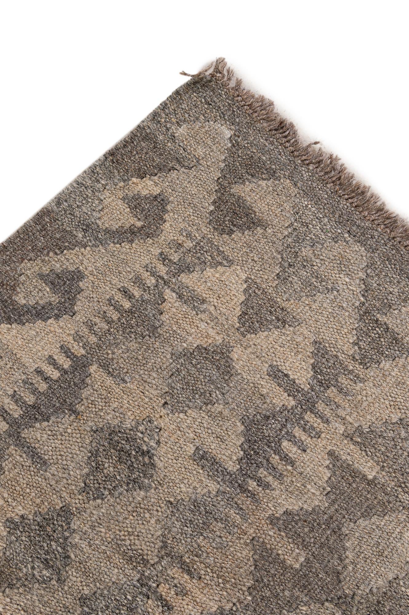 6' 8 x 9' 9 Hand Woven Kilim Maymana Wool Rug