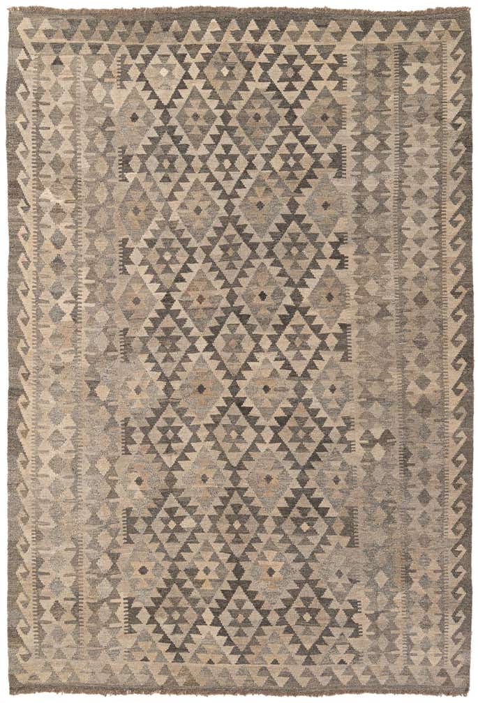 6' 8 x 9' 9 Hand Woven Kilim Maymana Wool Rug