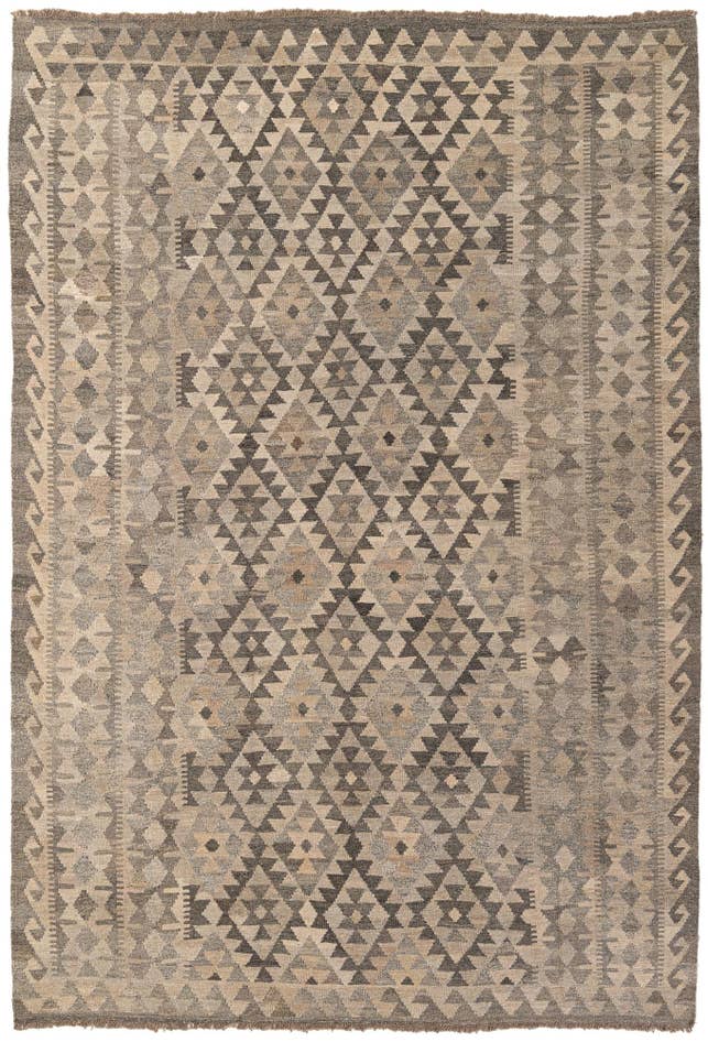 Detail image of 6' 8 x 9' 9 Hand Woven Kilim Maymana Wool Rug
