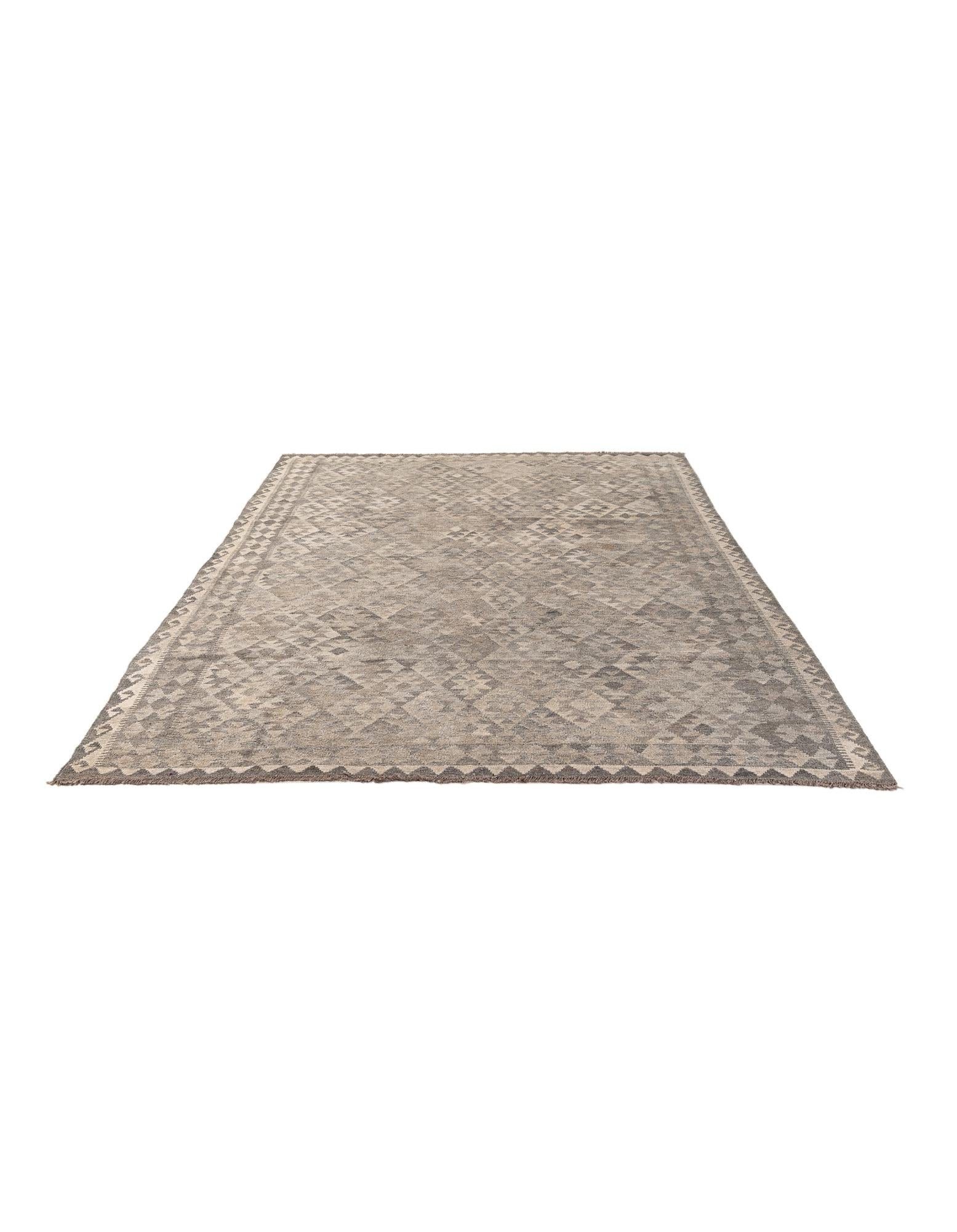6' 8 x 9' 8 Hand Woven Kilim Maymana Wool Rug