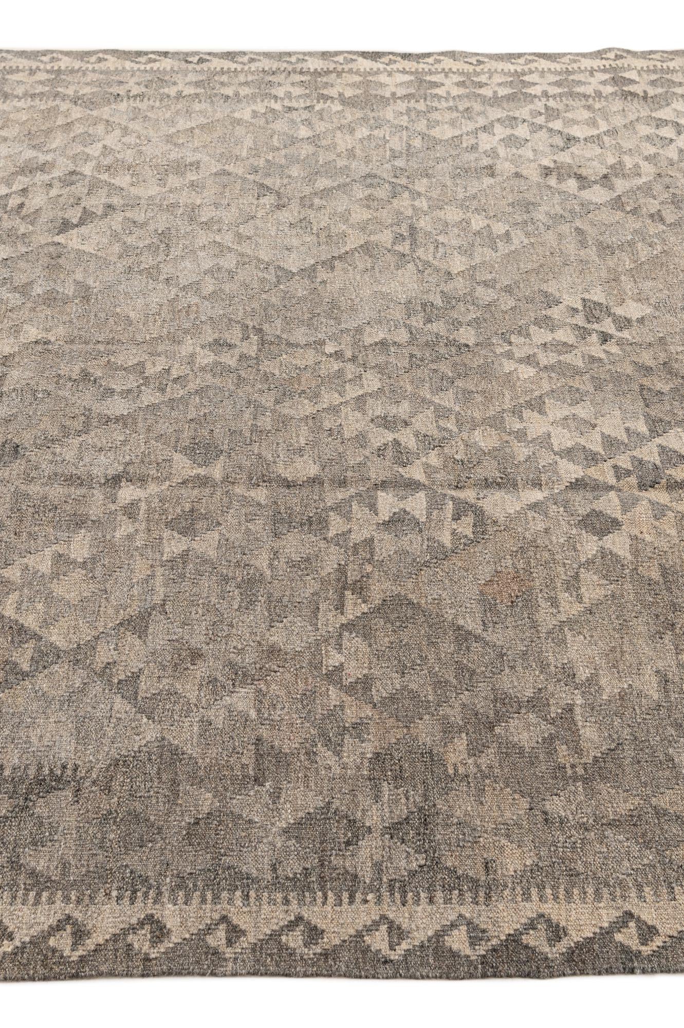 6' 8 x 9' 8 Hand Woven Kilim Maymana Wool Rug