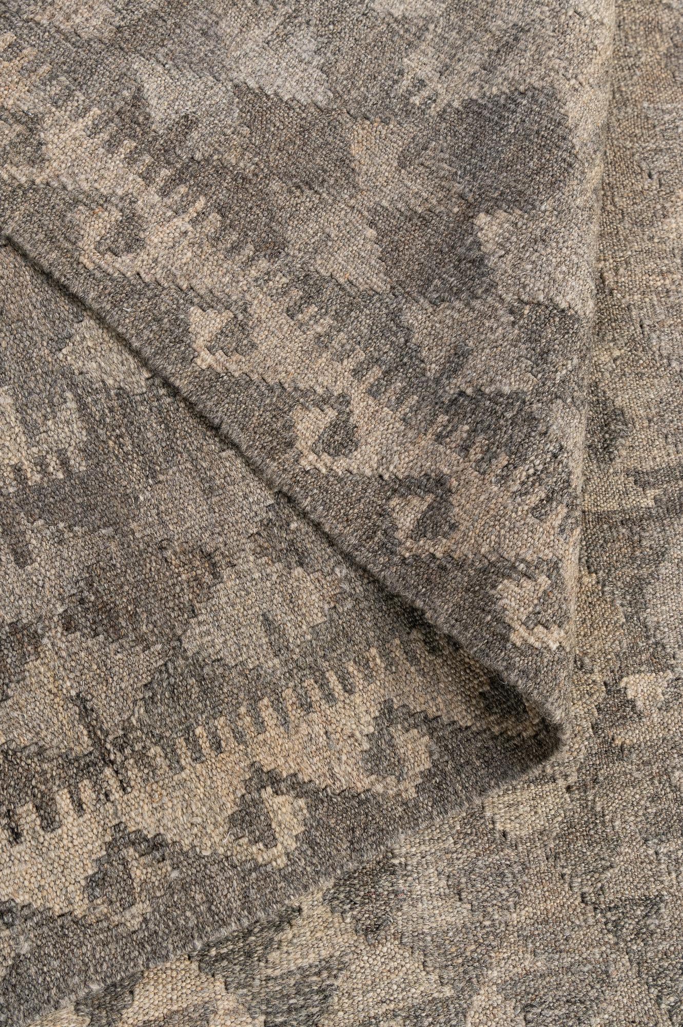 6' 8 x 9' 8 Hand Woven Kilim Maymana Wool Rug