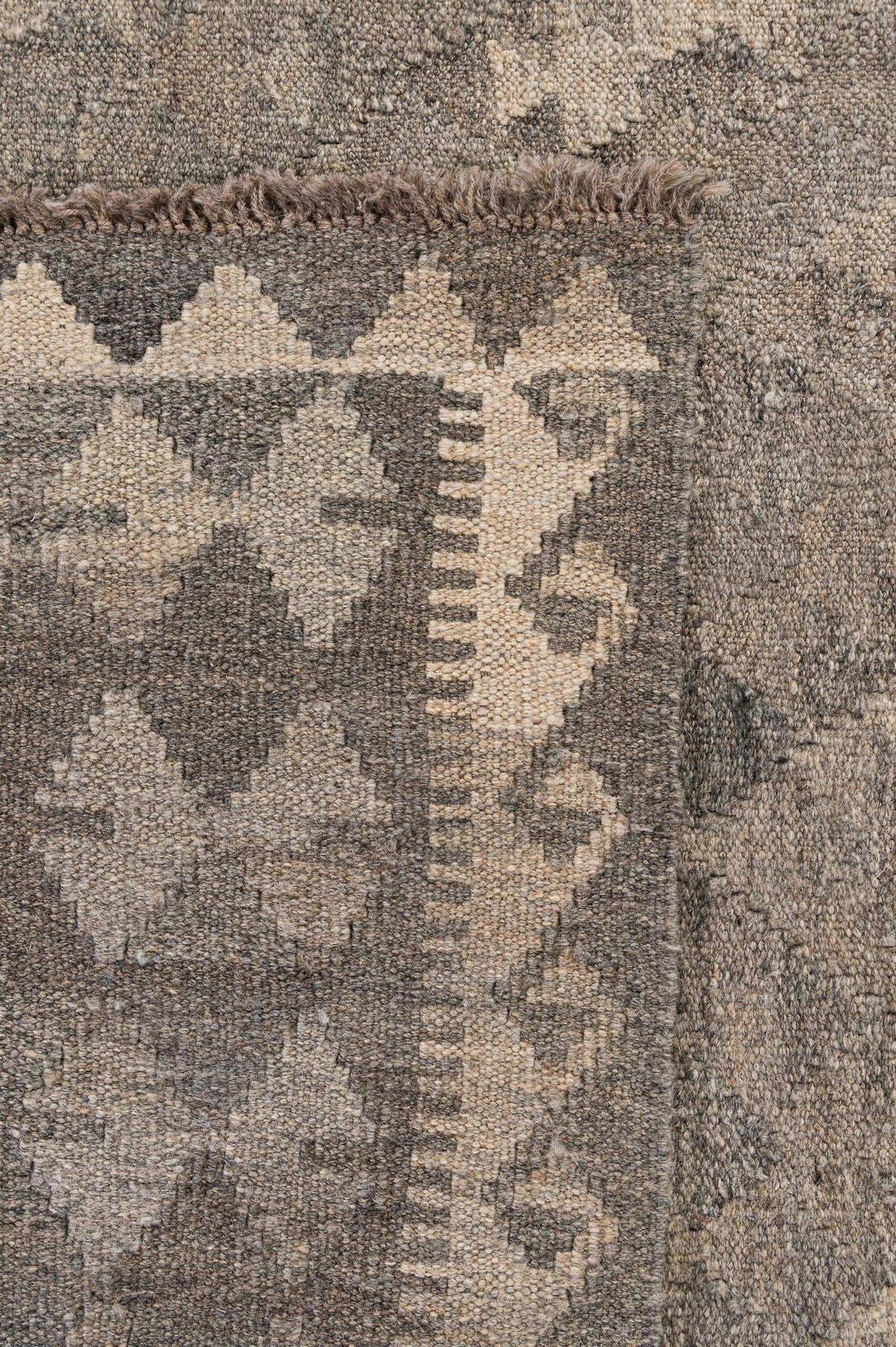 6' 8 x 9' 8 Hand Woven Kilim Maymana Wool Rug