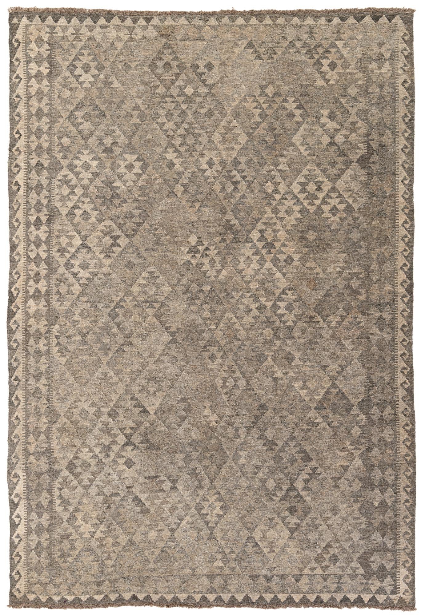 6' 8 x 9' 8 Hand Woven Kilim Maymana Wool Rug