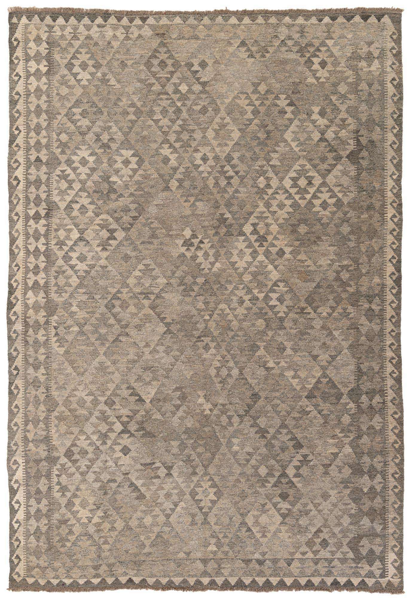 6' 8 x 9' 8 Hand Woven Kilim Maymana Wool Rug