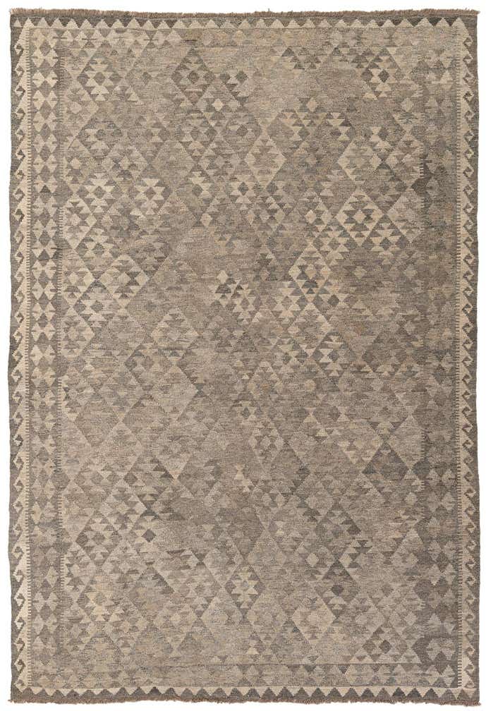6' 8 x 9' 8 Hand Woven Kilim Maymana Wool Rug
