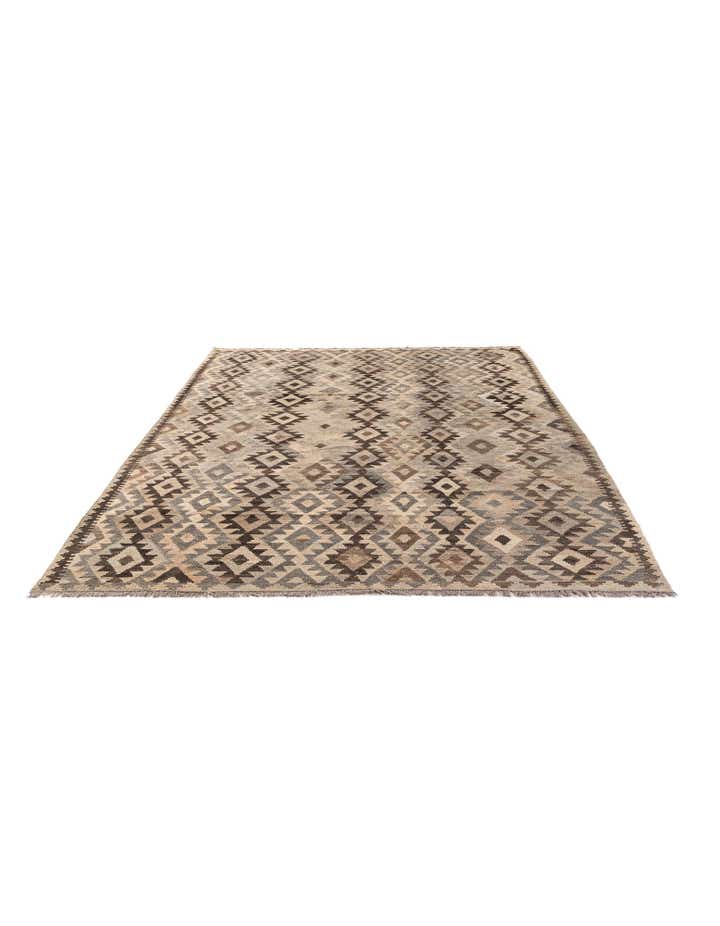 6' 10 x 9' 9 Hand Woven Kilim Maymana Wool Rug