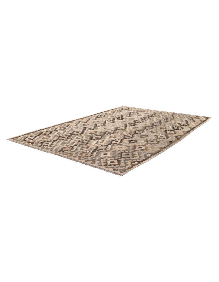 6' 10 x 9' 9 Hand Woven Kilim Maymana Wool Rug