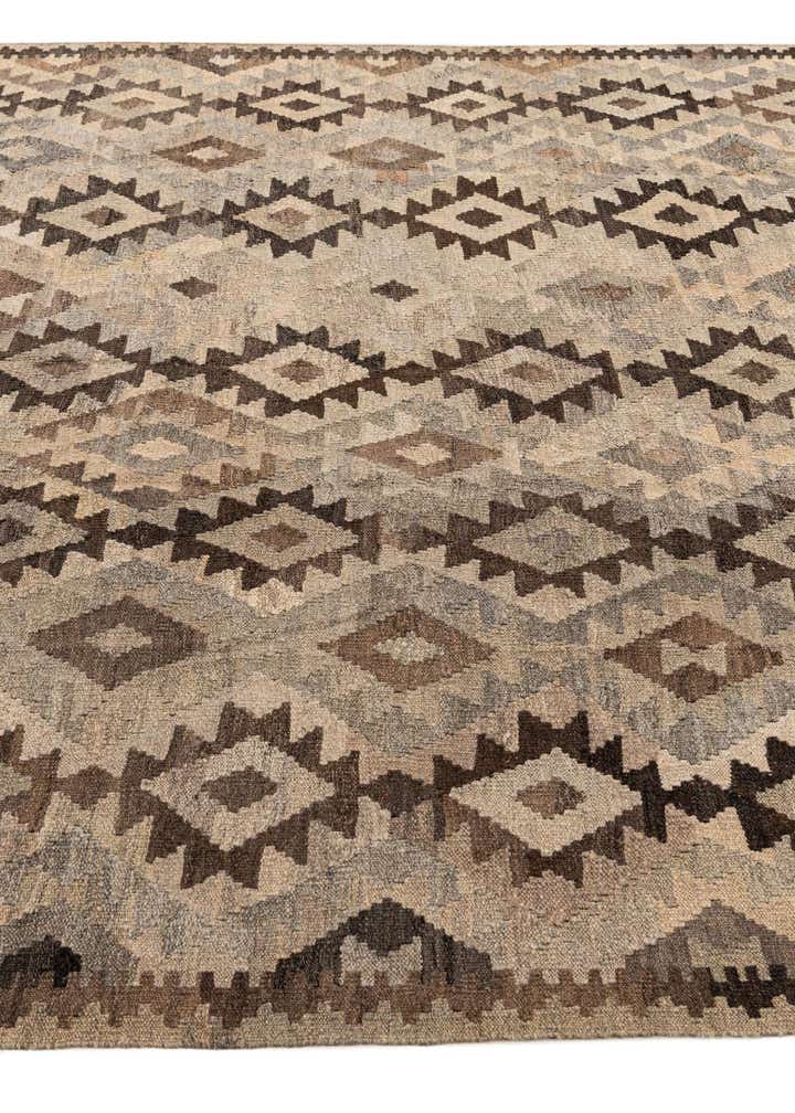 6' 10 x 9' 9 Hand Woven Kilim Maymana Wool Rug