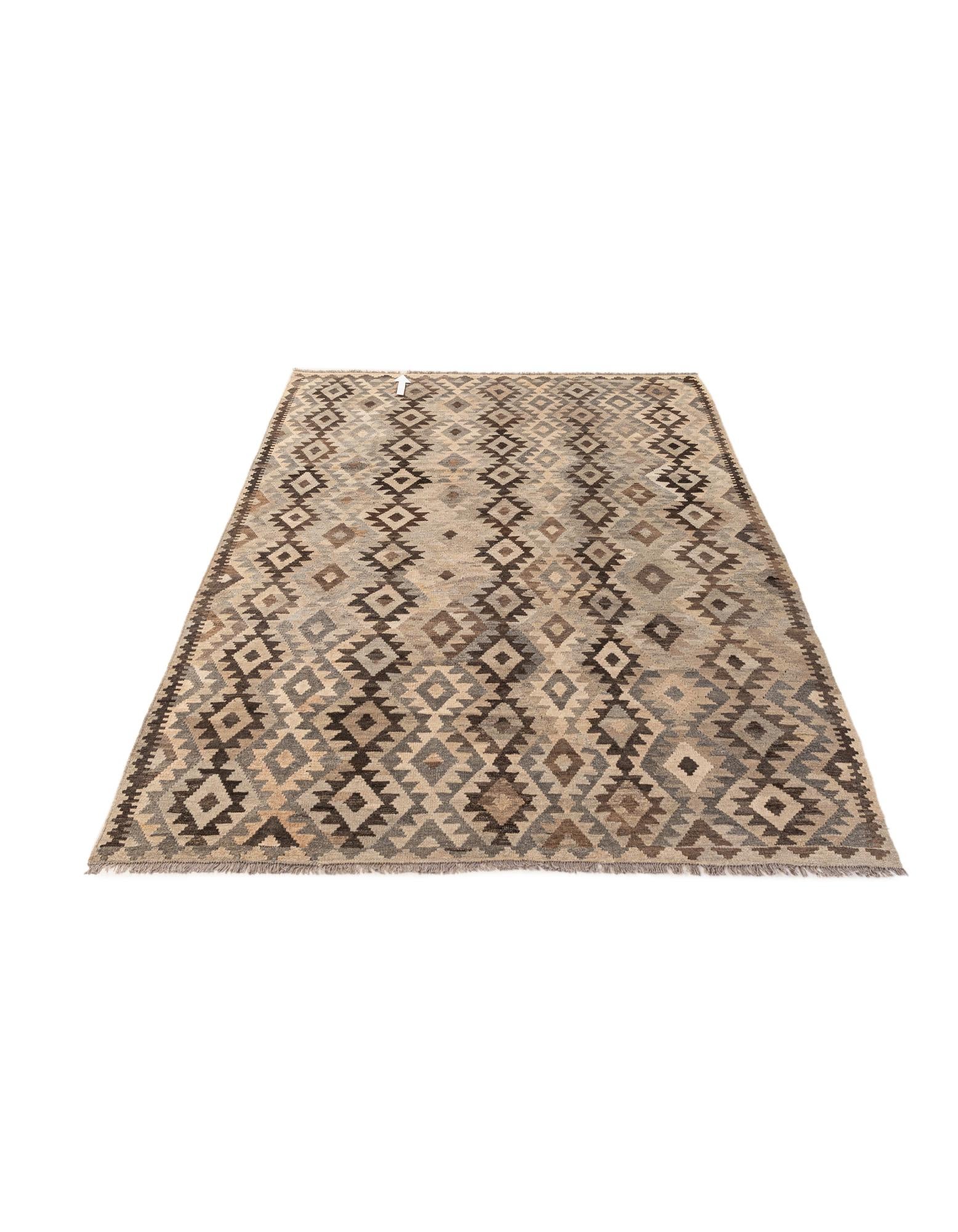 6' 10 x 9' 9 Hand Woven Kilim Maymana Wool Rug