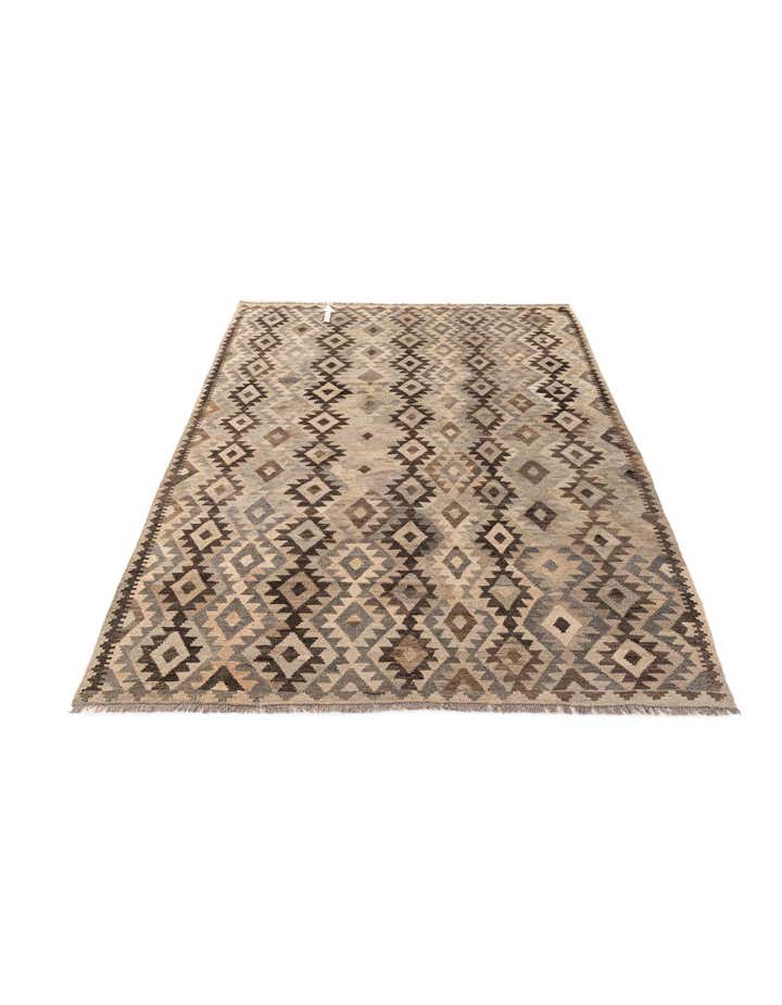 6' 10 x 9' 9 Hand Woven Kilim Maymana Wool Rug